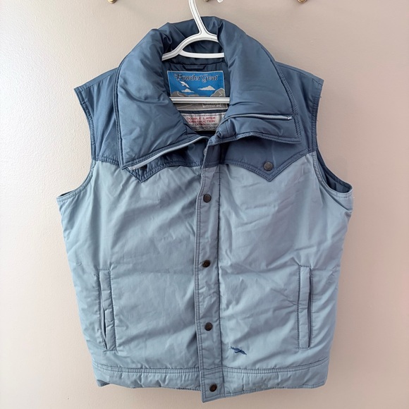 VINTAGE Powder Gear Western Yoke Down Puffer Vest Blue - Picture 2 of 8